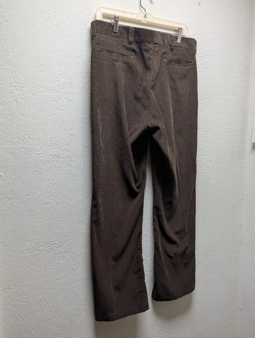 Vintage 70s Brown Corduroy Pants Mens Straight Leg Talon Zipper Trousers Cords